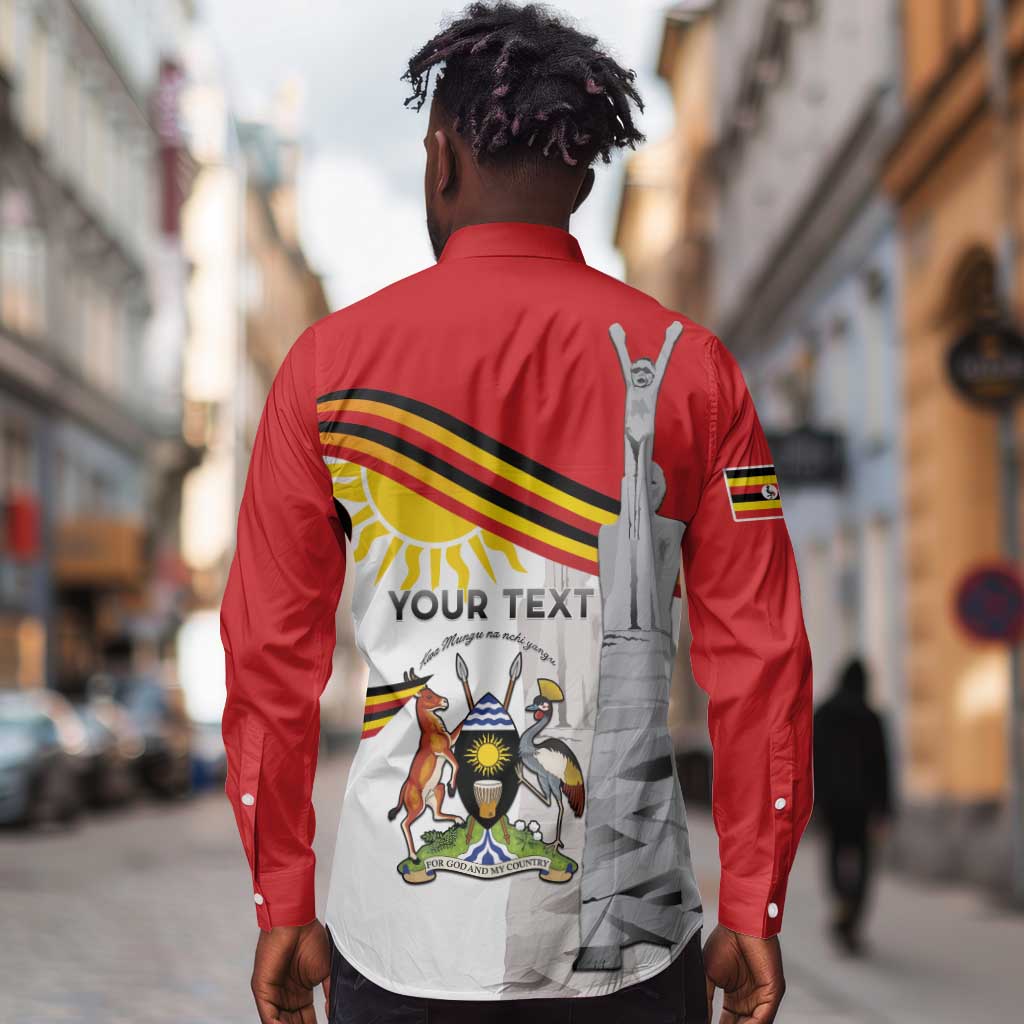 Uganda Independence Day Personalized Long Sleeve Button Shirt Independence Monument - African Pride