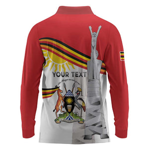 Uganda Independence Day Personalized Long Sleeve Polo Shirt Independence Monument - African Pride