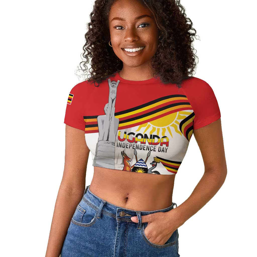 Uganda Independence Day Personalized Raglan Cropped T shirt Independence Monument - African Pride