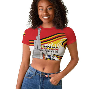 Uganda Independence Day Personalized Raglan Cropped T shirt Independence Monument - African Pride