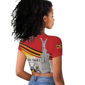 Uganda Independence Day Personalized Raglan Cropped T shirt Independence Monument - African Pride