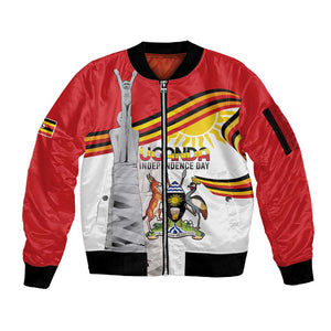 Uganda Independence Day Personalized Sleeve Zip Bomber Jacket Independence Monument - African Pride