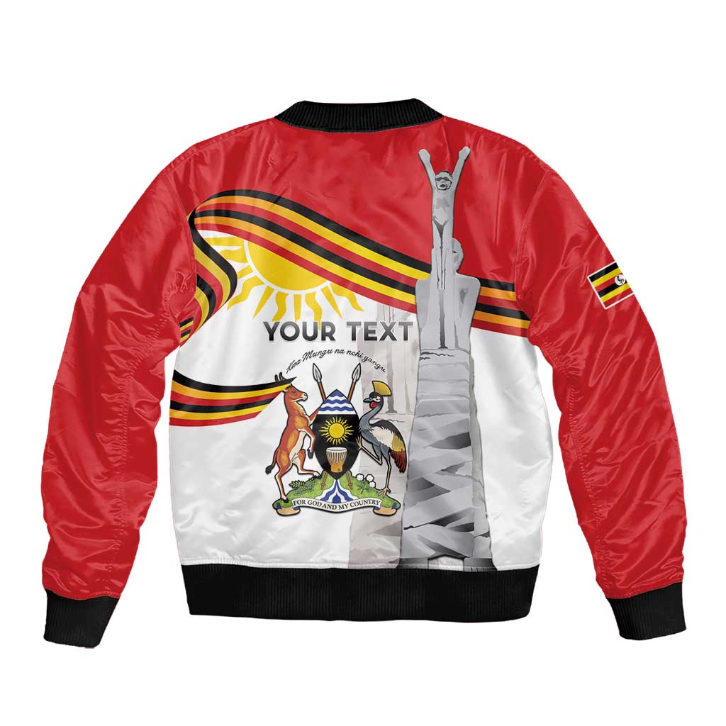 Uganda Independence Day Personalized Sleeve Zip Bomber Jacket Independence Monument - African Pride