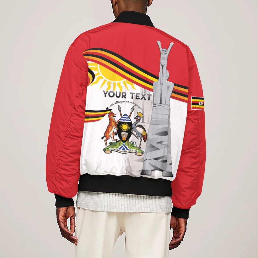 Uganda Independence Day Personalized Sleeve Zip Bomber Jacket Independence Monument - African Pride