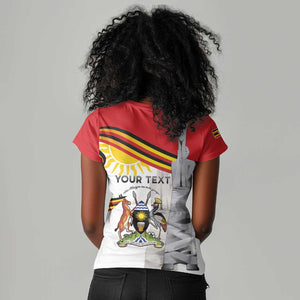 Uganda Independence Day Personalized Women V-Neck T-Shirt Independence Monument - African Pride