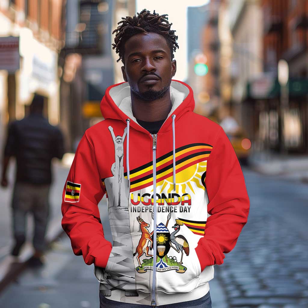 Uganda Independence Day Personalized Zip Hoodie Independence Monument - African Pride
