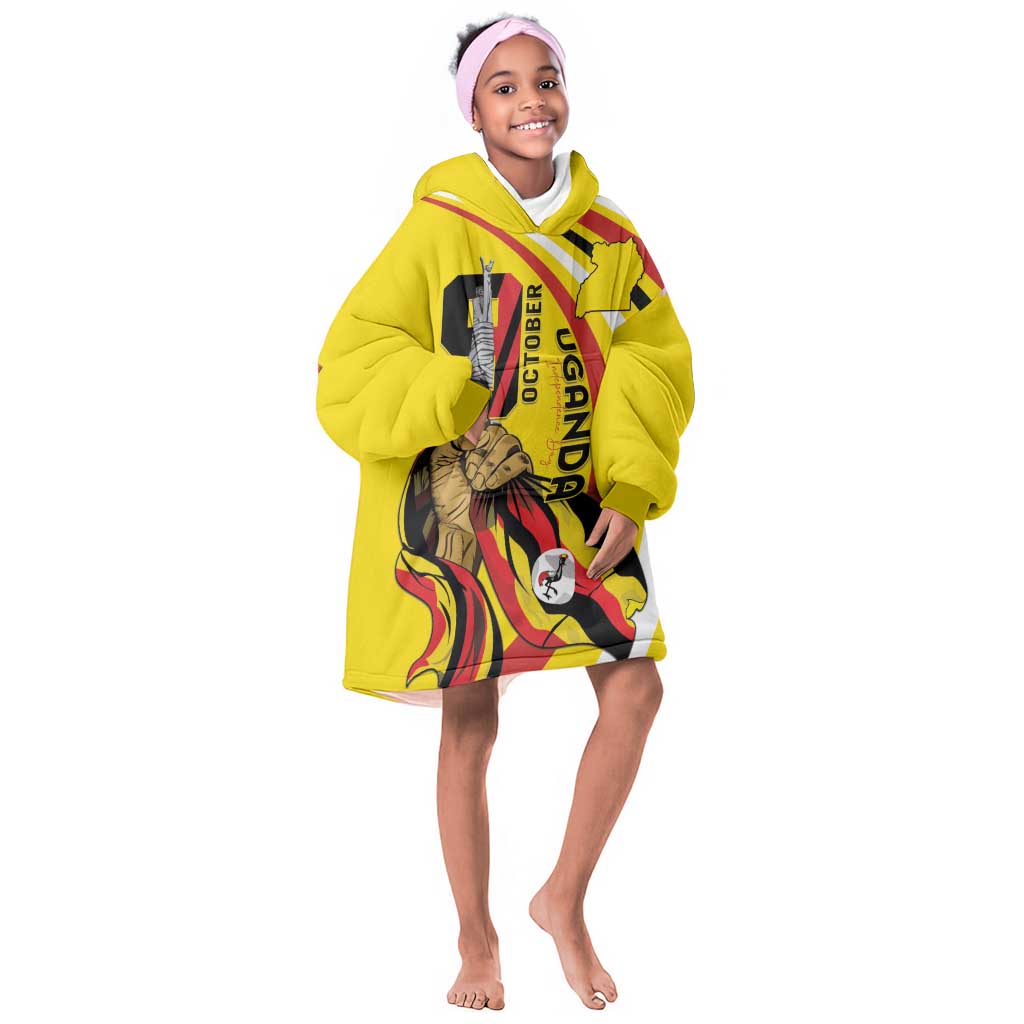 Jamhuri ya Uganda Kid Wearable Blanket Hoodie Happy Independence Day - African Pride