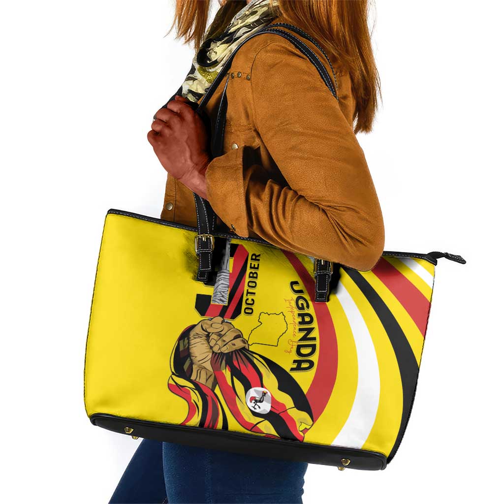 Jamhuri ya Uganda Leather Tote Bag Happy Independence Day - African Pride