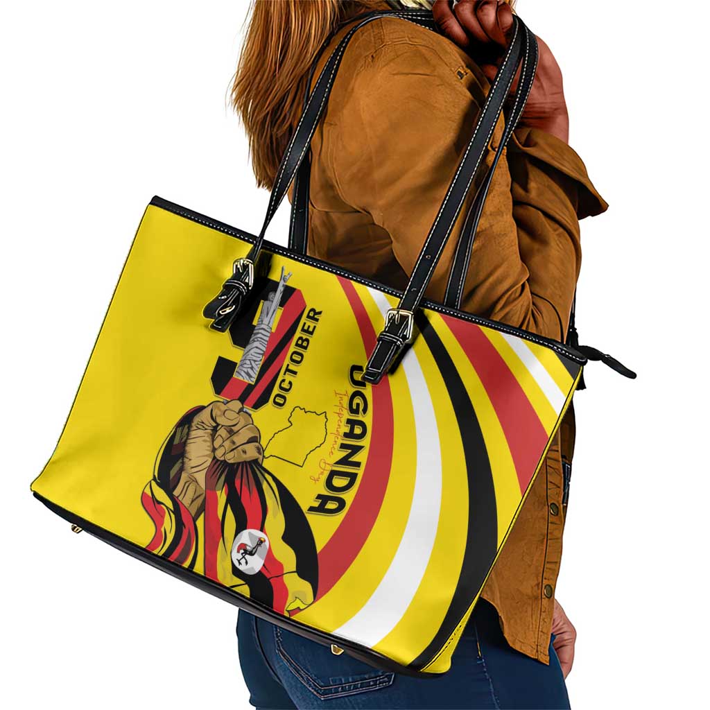Jamhuri ya Uganda Leather Tote Bag Happy Independence Day - African Pride