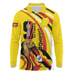 Jamhuri ya Uganda Long Sleeve Polo Shirt Happy Independence Day - African Pride