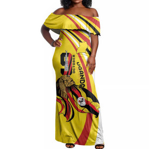 Jamhuri ya Uganda Off Shoulder Maxi Dress Happy Independence Day - African Pride