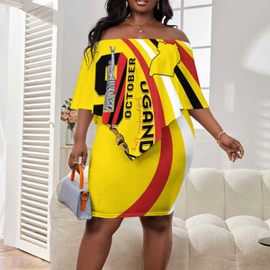 Jamhuri ya Uganda Off Shoulder Short Dress Happy Independence Day - African Pride