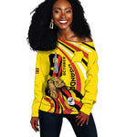 Jamhuri ya Uganda Off Shoulder Sweater Happy Independence Day - African Pride