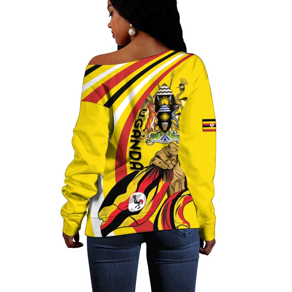 Jamhuri ya Uganda Off Shoulder Sweater Happy Independence Day - African Pride