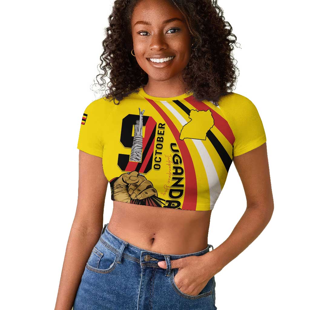 Jamhuri ya Uganda Raglan Cropped T shirt Happy Independence Day - African Pride
