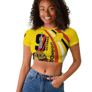 Jamhuri ya Uganda Raglan Cropped T shirt Happy Independence Day - African Pride