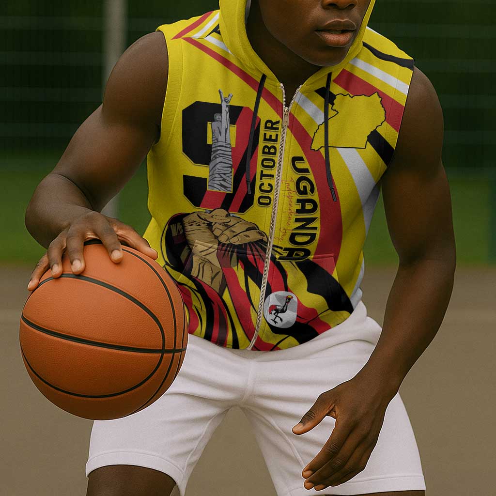 Jamhuri ya Uganda Sleeveless Zip Hoodie Happy Independence Day - African Pride