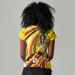 Jamhuri ya Uganda Women V-Neck T-Shirt Happy Independence Day - African Pride