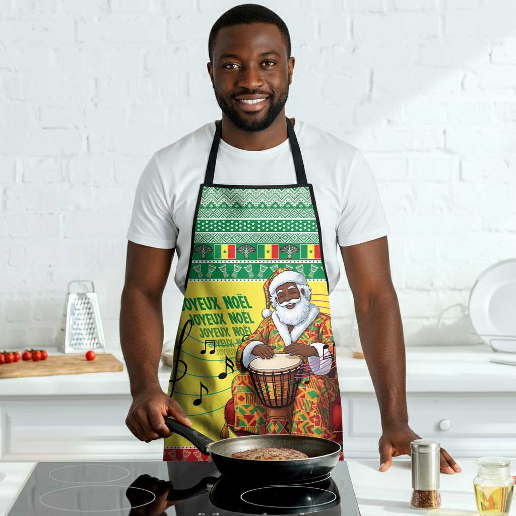 Senegal Christmas Apron Black Santa Playing Djembe Drum