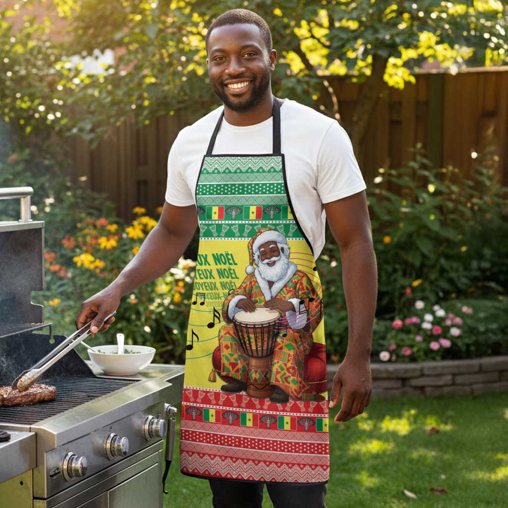 Senegal Christmas Apron Black Santa Playing Djembe Drum