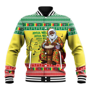 Afro Chirstmas in Senegal Baseball Jacket Black Santa Playing Djembe Drum - African Pride