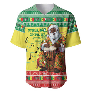 Afro Chirstmas in Senegal Baseball Jersey Black Santa Playing Djembe Drum - African Pride