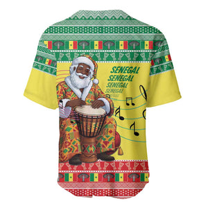 Afro Chirstmas in Senegal Baseball Jersey Black Santa Playing Djembe Drum - African Pride