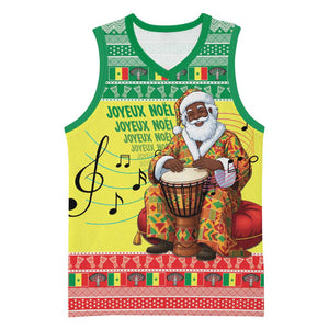 Afro Chirstmas in Senegal Basketball Jersey Black Santa Playing Djembe Drum - African Pride