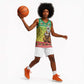 Afro Chirstmas in Senegal Basketball Jersey Black Santa Playing Djembe Drum - African Pride