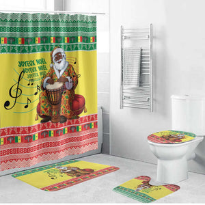 Senegal Christmas Bathroom Set Black Santa Playing Djembe Drum