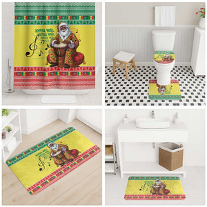 Senegal Christmas Bathroom Set Black Santa Playing Djembe Drum