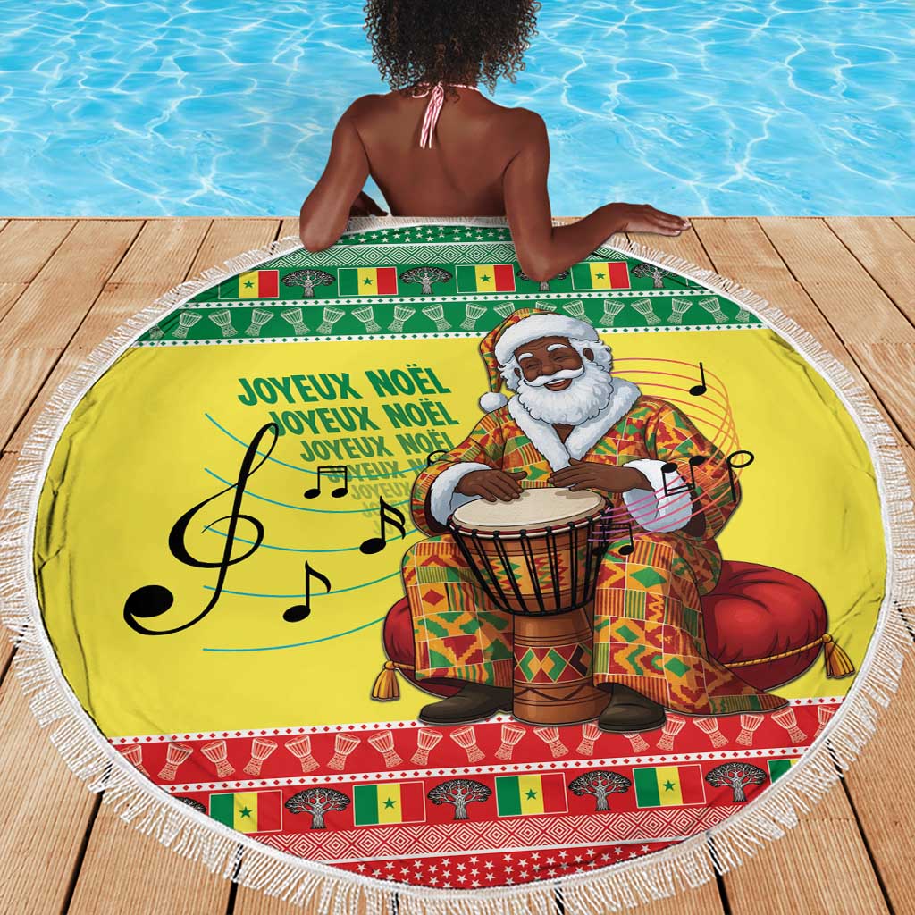 Afro Chirstmas in Senegal Beach Blanket Black Santa Playing Djembe Drum - African Pride