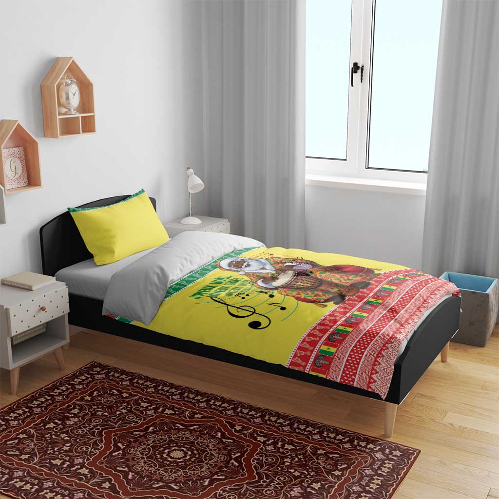 Afro Chirstmas in Senegal Bedding Set Black Santa Playing Djembe Drum - African Pride