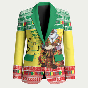 Senegal Christmas Blazer Black Santa Playing Djembe Drum