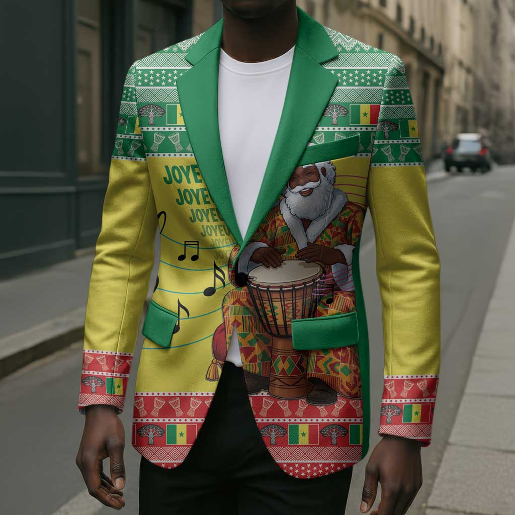 Senegal Christmas Blazer Black Santa Playing Djembe Drum