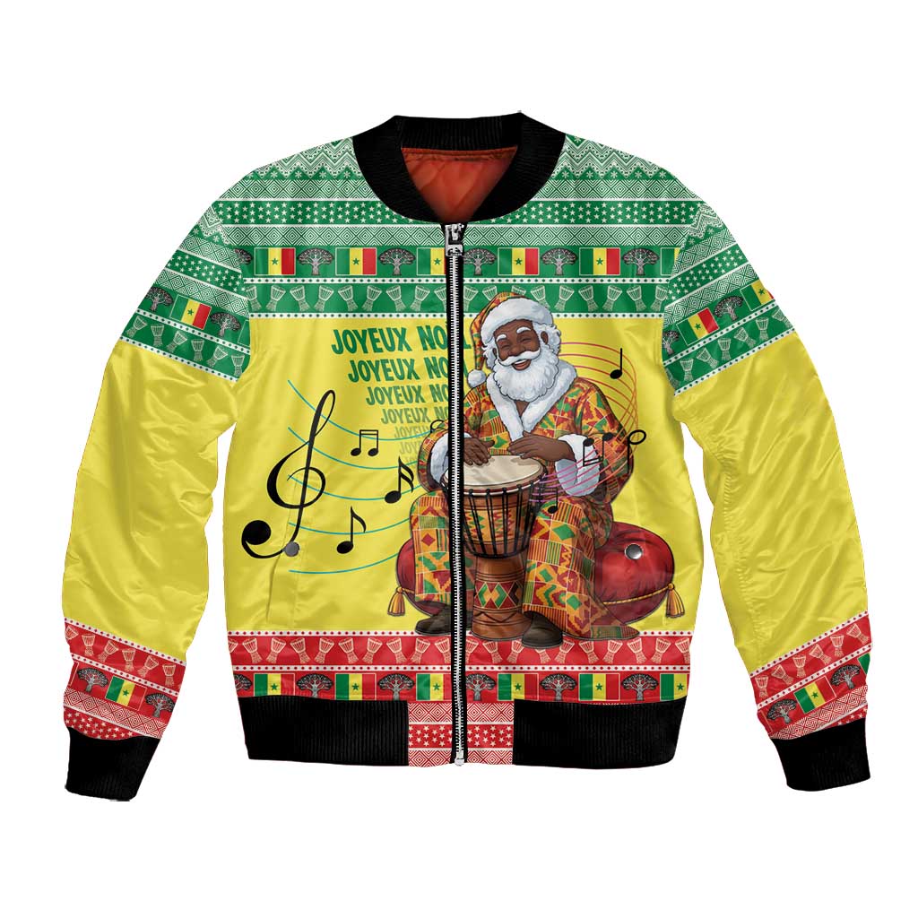Afro Chirstmas in Senegal Bomber Jacket Black Santa Playing Djembe Drum - African Pride