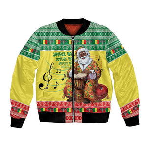 Afro Chirstmas in Senegal Bomber Jacket Black Santa Playing Djembe Drum - African Pride