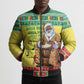 Senegal Christmas Bomber Puffer Jacket Black Santa Playing Djembe Drum