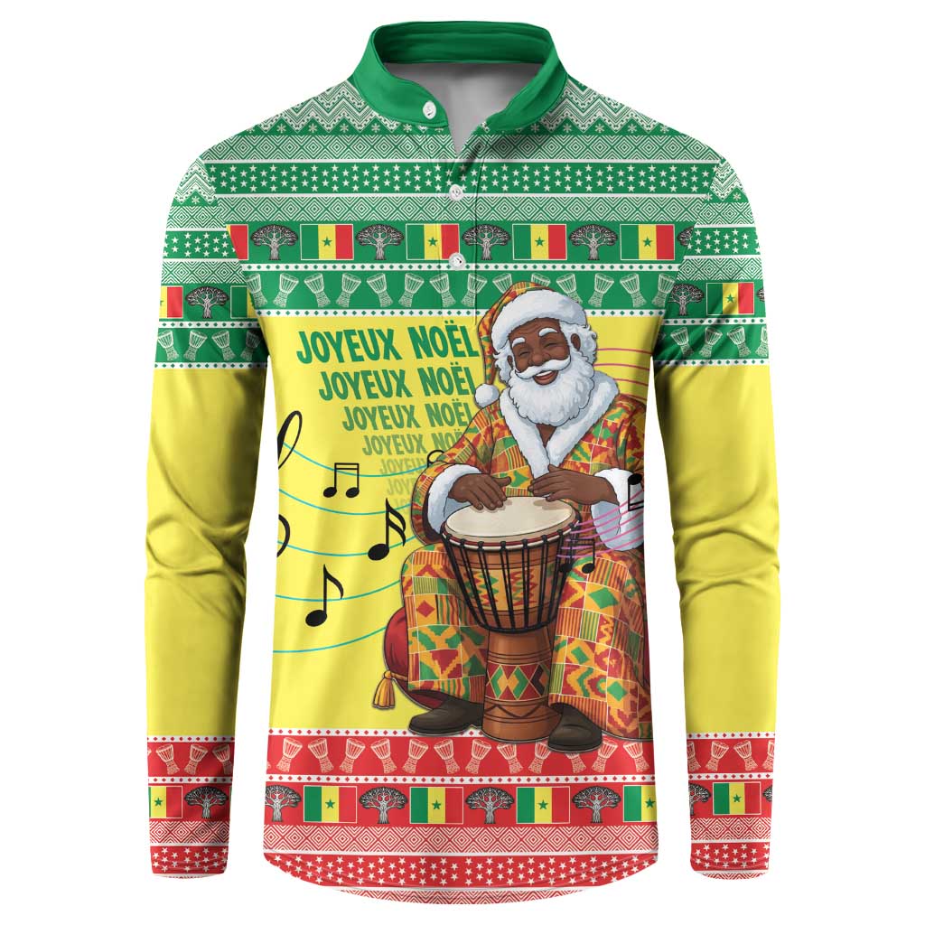 Senegal Christmas Button Sweatshirt Black Santa Playing Djembe Drum