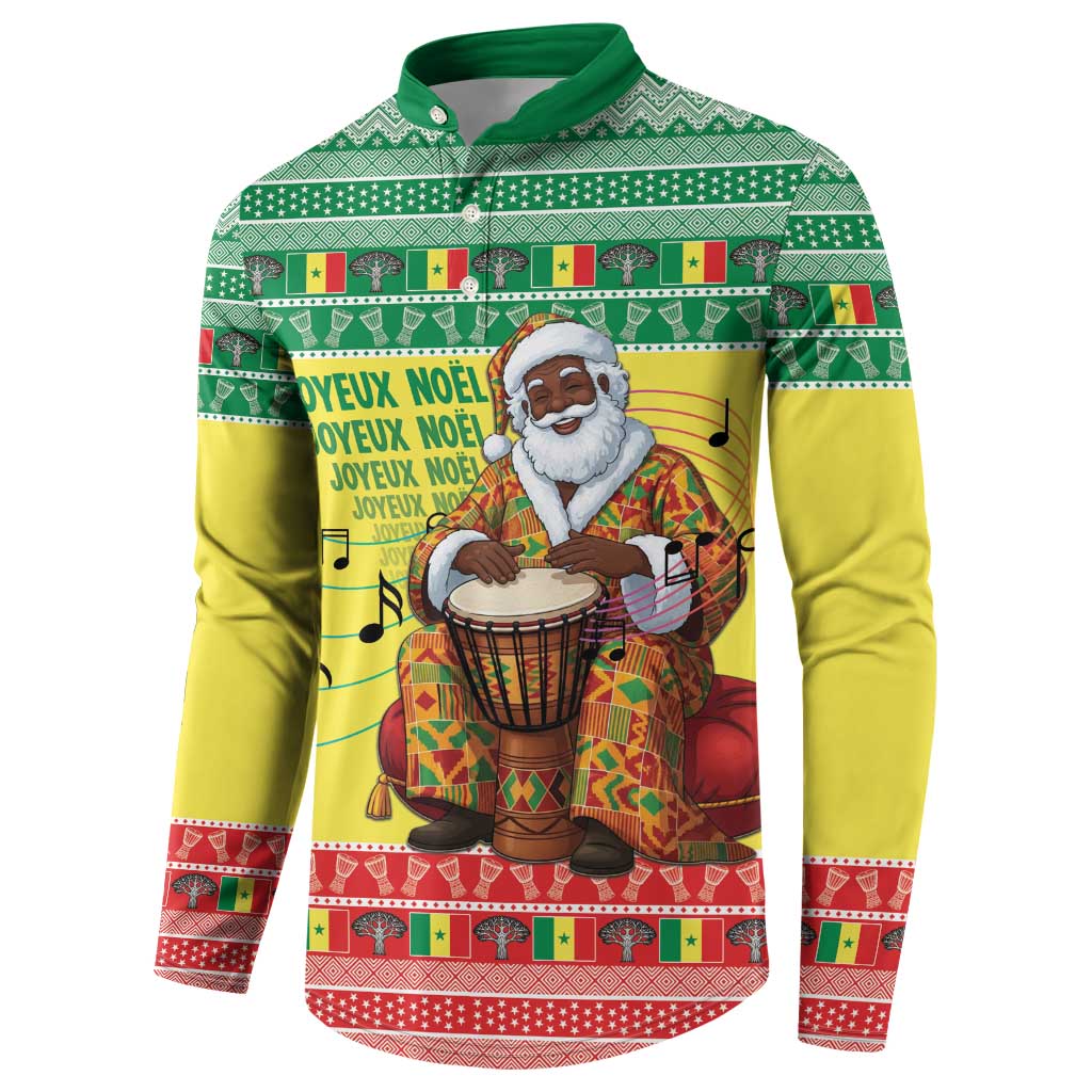 Senegal Christmas Button Sweatshirt Black Santa Playing Djembe Drum