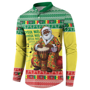 Senegal Christmas Button Sweatshirt Black Santa Playing Djembe Drum