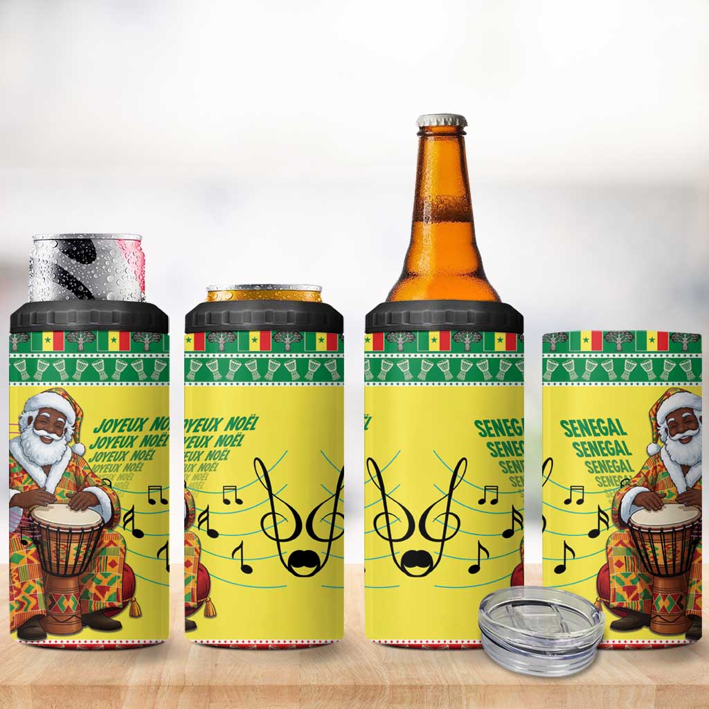 Afro Chirstmas in Senegal 4 in 1 Can Cooler Tumbler Black Santa Playing Djembe Drum - African Pride