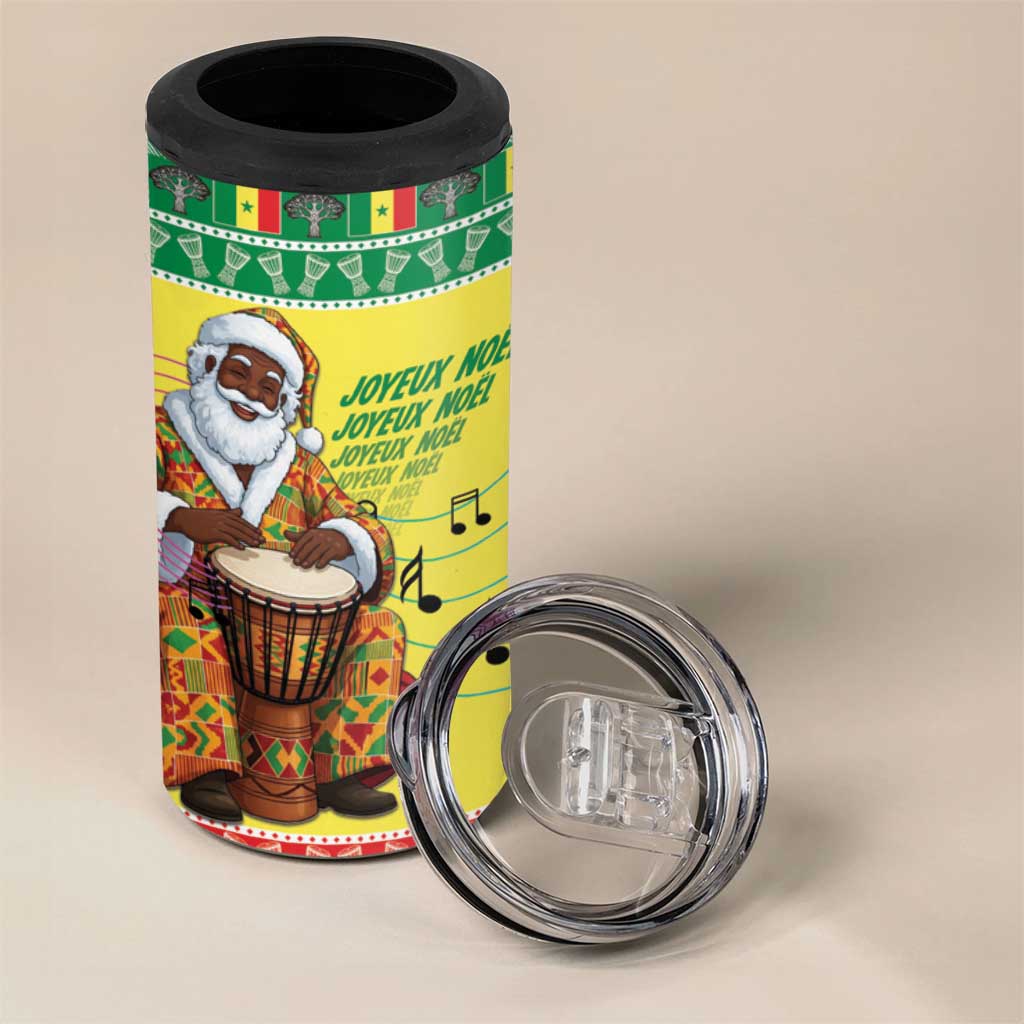 Afro Chirstmas in Senegal 4 in 1 Can Cooler Tumbler Black Santa Playing Djembe Drum - African Pride