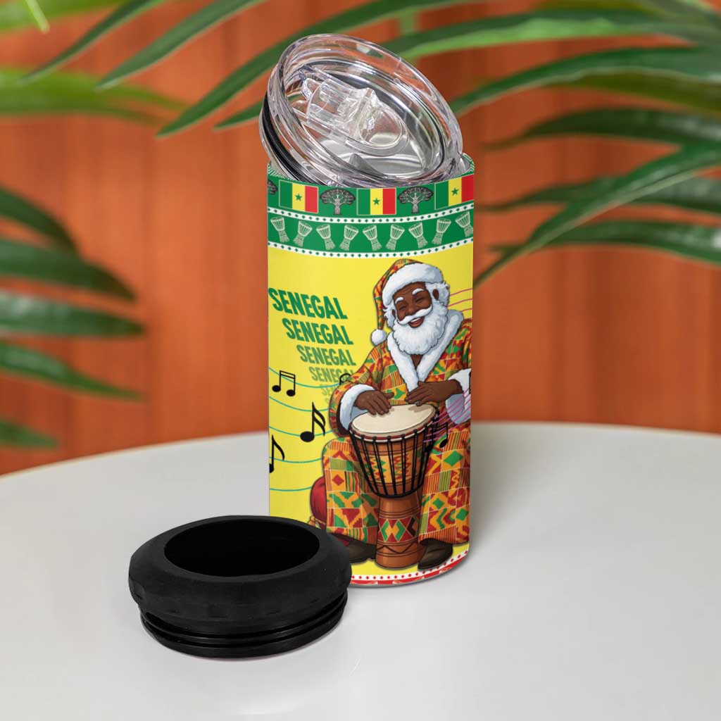 Afro Chirstmas in Senegal 4 in 1 Can Cooler Tumbler Black Santa Playing Djembe Drum - African Pride