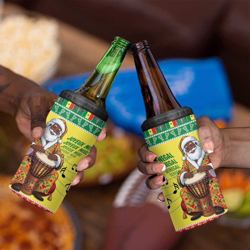 Afro Chirstmas in Senegal 4 in 1 Can Cooler Tumbler Black Santa Playing Djembe Drum - African Pride