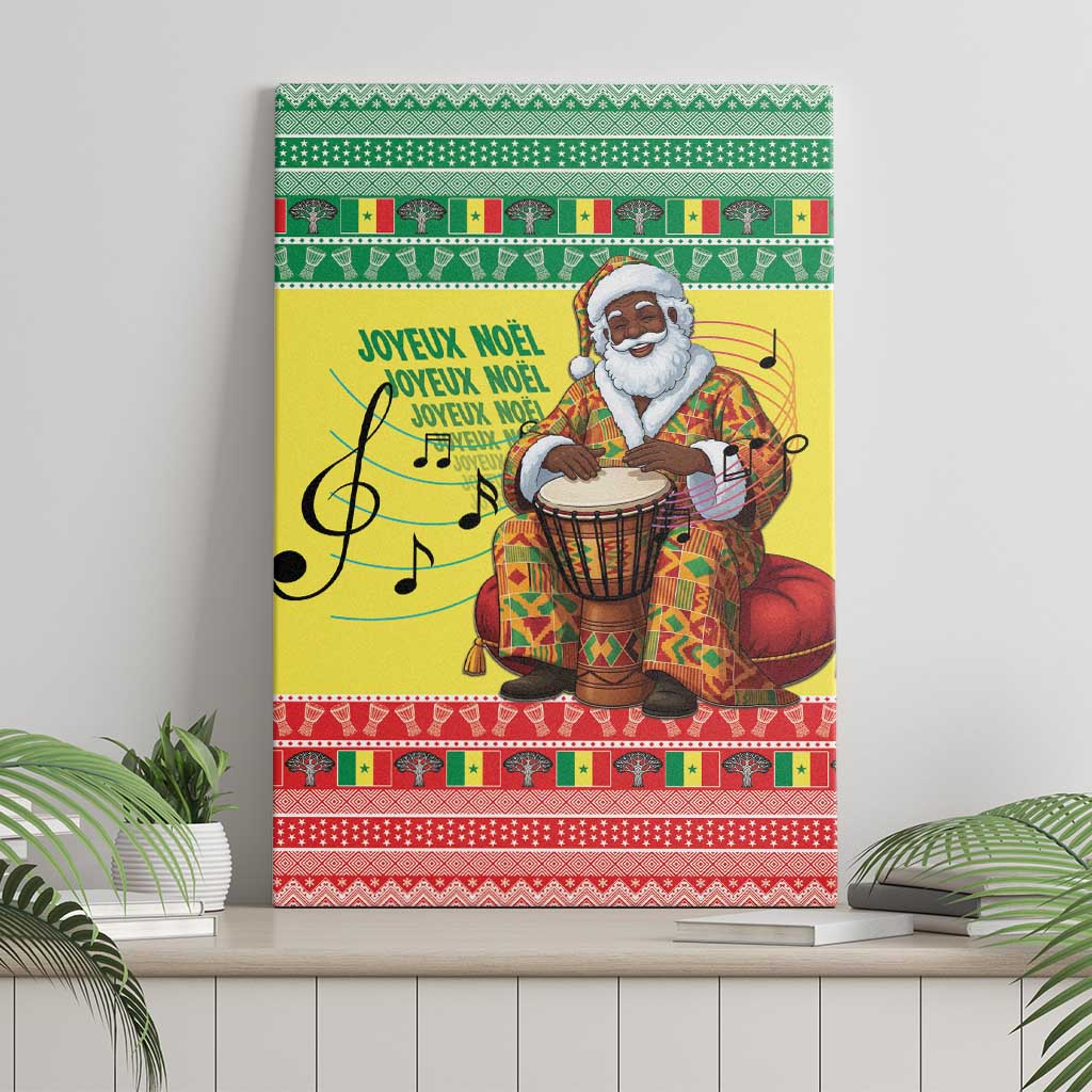 Afro Chirstmas in Senegal Canvas Wall Art Black Santa Playing Djembe Drum - African Pride
