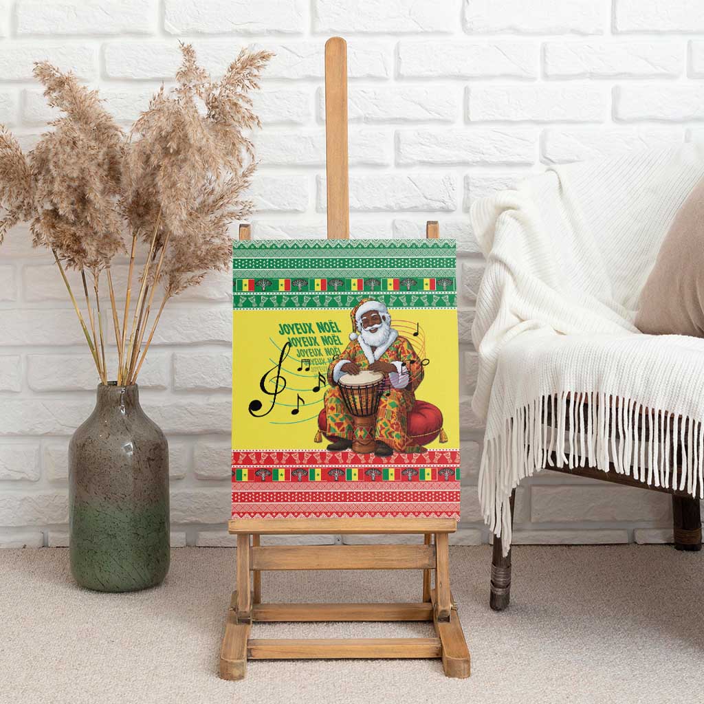 Afro Chirstmas in Senegal Canvas Wall Art Black Santa Playing Djembe Drum - African Pride