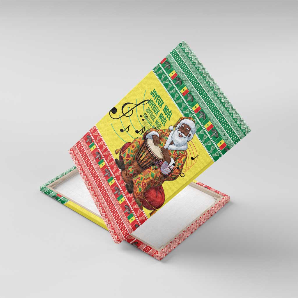 Afro Chirstmas in Senegal Canvas Wall Art Black Santa Playing Djembe Drum - African Pride