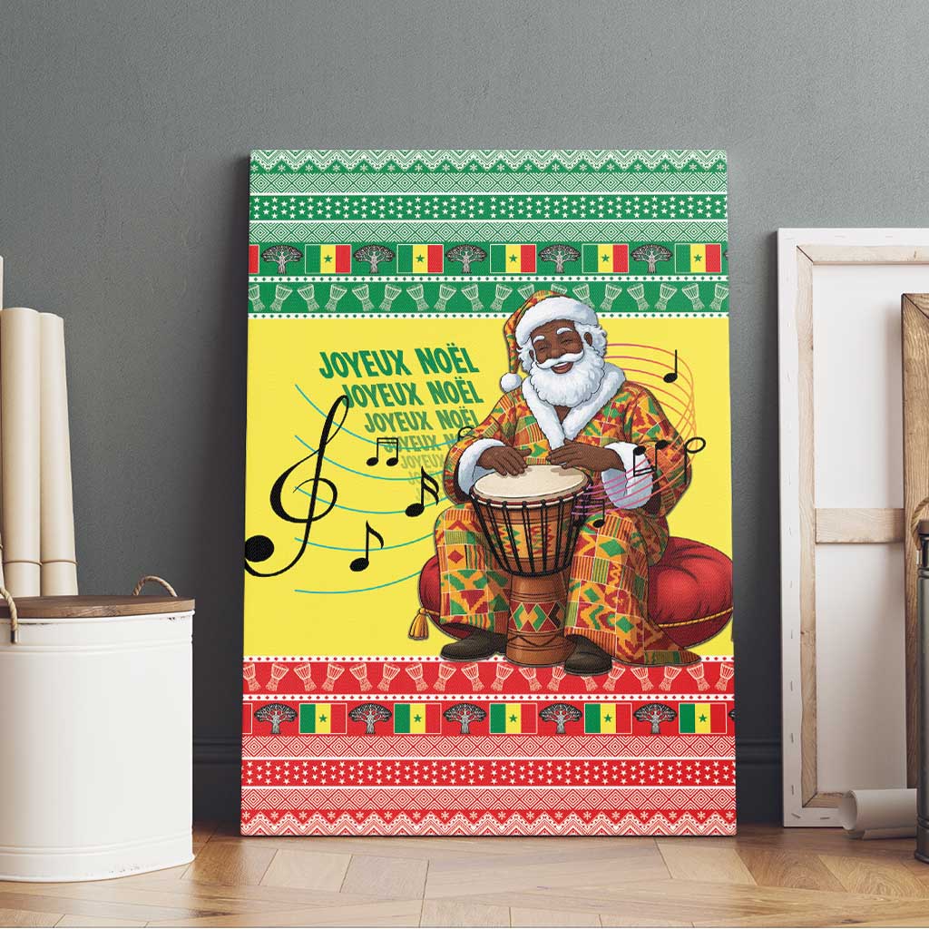 Afro Chirstmas in Senegal Canvas Wall Art Black Santa Playing Djembe Drum - African Pride