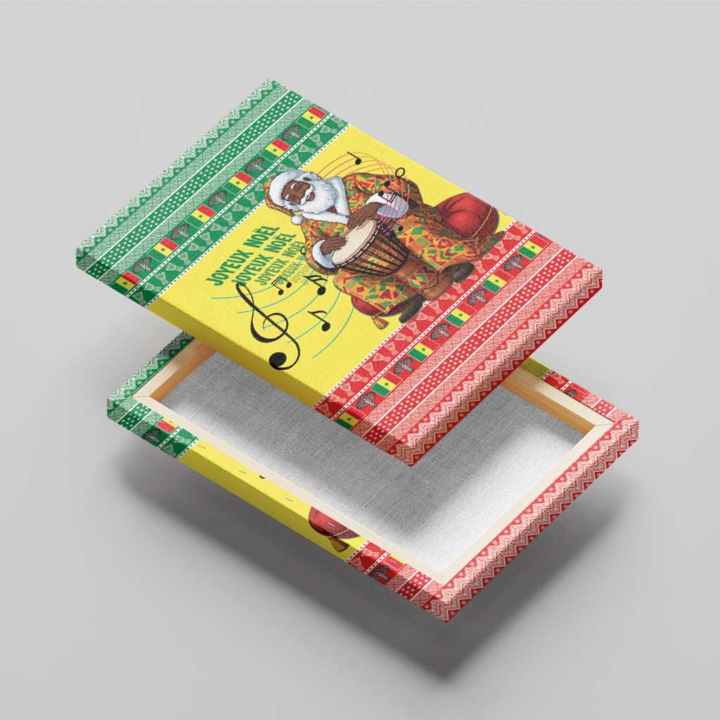 Afro Chirstmas in Senegal Canvas Wall Art Black Santa Playing Djembe Drum - African Pride